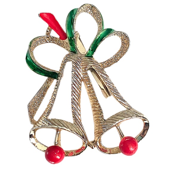 Vintage Jewelry - Vintage GERRY’S Signed Christmas Bells Brooch Gold